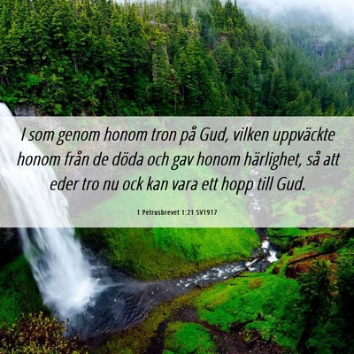 Picture 06 - 1 Petrusbrevet 1:21 SV1917 - I som genom honom tron på Gud, vilken uppväckte - Bible Verse Picture