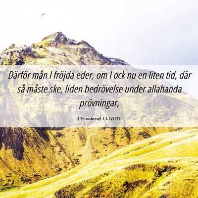 Picture 06 - 1 Petrusbrevet 1:6 SV1917 - Därför mån I fröjda eder, om I ock nu en - Bible Verse Picture