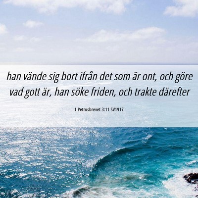 Picture 06 - 1 Petrusbrevet 3:11 SV1917 - han vände sig bort ifrån det som är ont, och - Bible Verse Picture