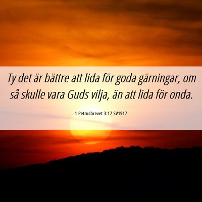Picture 06 - 1 Petrusbrevet 3:17 SV1917 - Ty det är bättre att lida för goda gärningar, - Bible Verse Picture