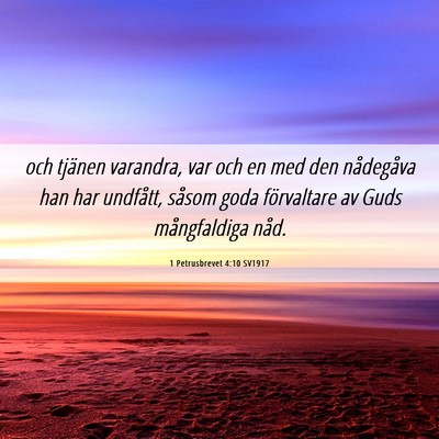 Picture 06 - 1 Petrusbrevet 4:10 SV1917 - och tjänen varandra, var och en med den - Bible Verse Picture