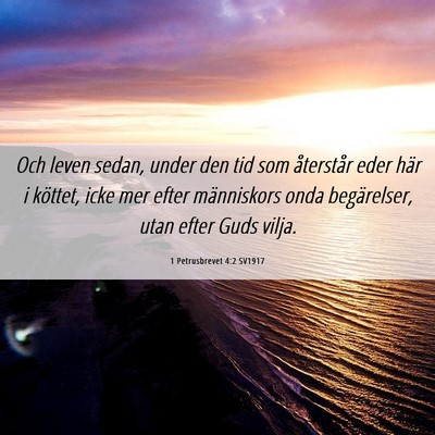 Picture 06 - 1 Petrusbrevet 4:2 SV1917 - Och leven sedan, under den tid som återstår - Bible Verse Picture