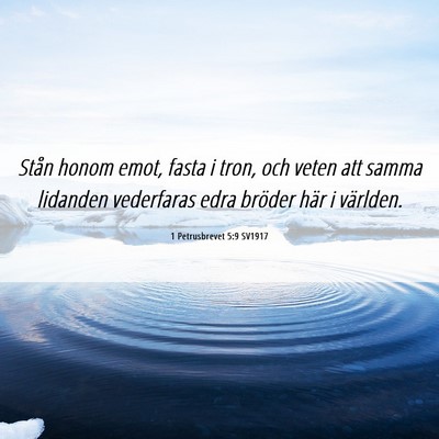Picture 06 - 1 Petrusbrevet 5:9 SV1917 - Stån honom emot, fasta i tron, och veten att - Bible Verse Picture