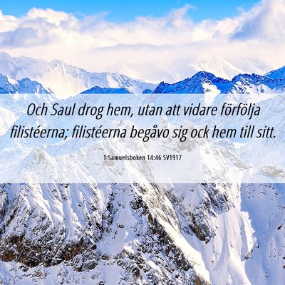 Picture 06 - 1 Samuelsboken 14:46 SV1917 - Och Saul drog hem, utan att vidare förfölja - Bible Verse Picture