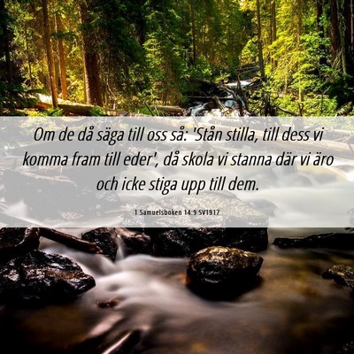 Picture 06 - 1 Samuelsboken 14:9 SV1917 - Om de då säga till oss så: 'Stån stilla, till - Bible Verse Picture
