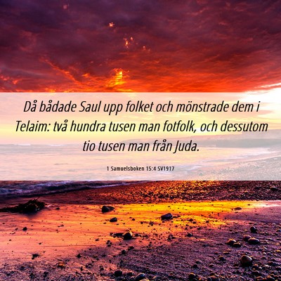 Picture 06 - 1 Samuelsboken 15:4 SV1917 - Då bådade Saul upp folket och mönstrade dem i - Bible Verse Picture