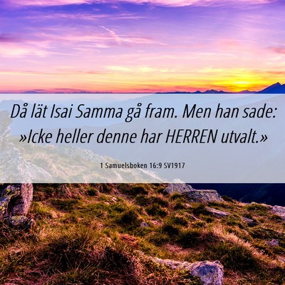 Picture 06 - 1 Samuelsboken 16:9 SV1917 - Då lät Isai Samma gå fram. Men han sade: - Bible Verse Picture