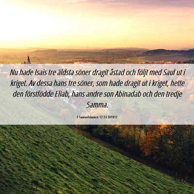 Picture 06 - 1 Samuelsboken 17:13 SV1917 - Nu hade Isais tre äldsta söner dragit åstad - Bible Verse Picture