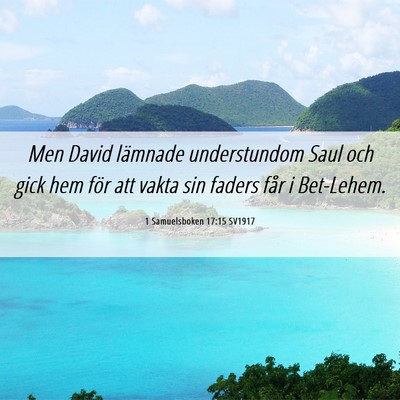 Picture 06 - 1 Samuelsboken 17:15 SV1917 - Men David lämnade understundom Saul och gick hem - Bible Verse Picture