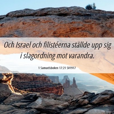 Picture 06 - 1 Samuelsboken 17:21 SV1917 - Och Israel och filistéerna ställde upp sig i - Bible Verse Picture