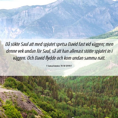 Picture 06 - 1 Samuelsboken 19:10 SV1917 - Då sökte Saul att med spjutet spetsa David fast - Bible Verse Picture
