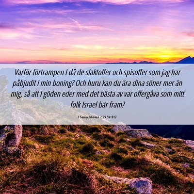 Picture 06 - 1 Samuelsboken 2:29 SV1917 - Varför förtrampen I då de slaktoffer och - Bible Verse Picture