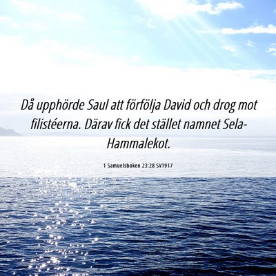Picture 06 - 1 Samuelsboken 23:28 SV1917 - Då upphörde Saul att förfölja David och drog - Bible Verse Picture