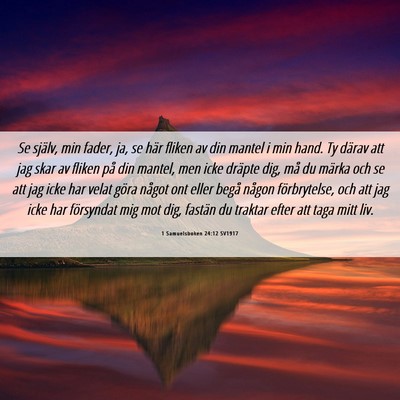 Picture 06 - 1 Samuelsboken 24:12 SV1917 - Se själv, min fader, ja, se här fliken av din - Bible Verse Picture