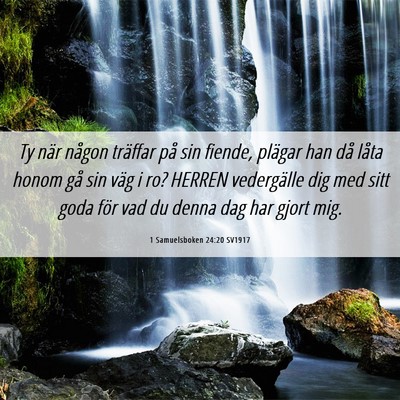 Picture 06 - 1 Samuelsboken 24:20 SV1917 - Ty när någon träffar på sin fiende, plägar - Bible Verse Picture