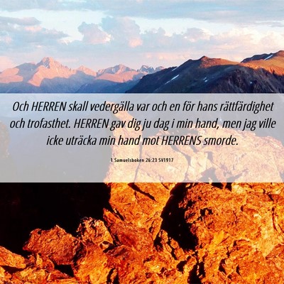 Picture 06 - 1 Samuelsboken 26:23 SV1917 - Och HERREN skall vedergälla var och en för hans - Bible Verse Picture
