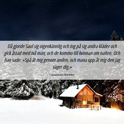 Picture 06 - 1 Samuelsboken 28:8 SV1917 - Då gjorde Saul sig oigenkännlig och tog på sig - Bible Verse Picture