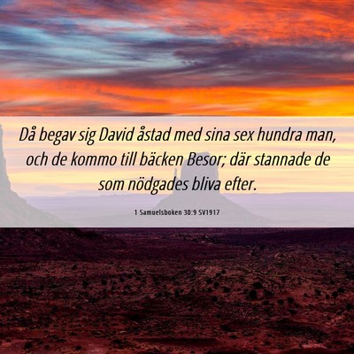 Picture 06 - 1 Samuelsboken 30:9 SV1917 - Då begav sig David åstad med sina sex hundra - Bible Verse Picture