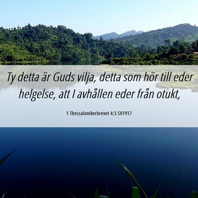 Picture 06 - 1 Thessalonikerbrevet 4:3 SV1917 - Ty detta är Guds vilja, detta som hör till eder - Bible Verse Picture