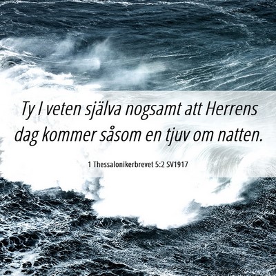 Picture 06 - 1 Thessalonikerbrevet 5:2 SV1917 - Ty I veten själva nogsamt att Herrens dag kommer - Bible Verse Picture