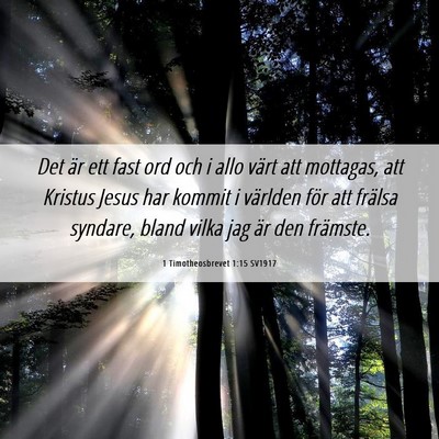Picture 06 - 1 Timotheosbrevet 1:15 SV1917 - Det är ett fast ord och i allo värt att - Bible Verse Picture