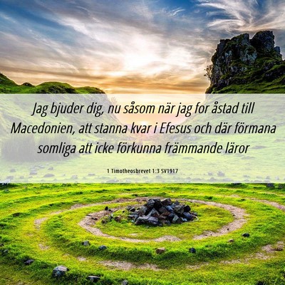 Picture 06 - 1 Timotheosbrevet 1:3 SV1917 - Jag bjuder dig, nu såsom när jag for åstad - Bible Verse Picture