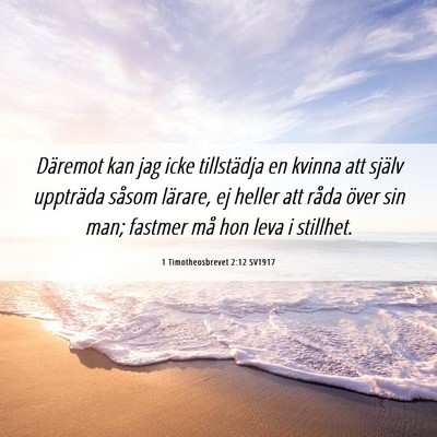 Picture 06 - 1 Timotheosbrevet 2:12 SV1917 - Däremot kan jag icke tillstädja en kvinna att - Bible Verse Picture
