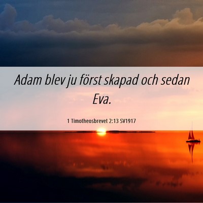 Picture 06 - 1 Timotheosbrevet 2:13 SV1917 - Adam blev ju först skapad och sedan - Bible Verse Picture