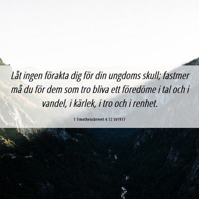 Picture 06 - 1 Timotheosbrevet 4:12 SV1917 - Låt ingen förakta dig för din ungdoms skull; - Bible Verse Picture