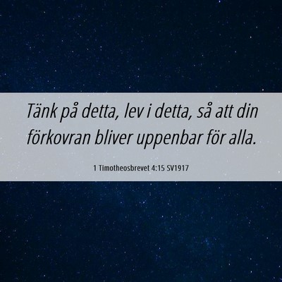 Picture 06 - 1 Timotheosbrevet 4:15 SV1917 - Tänk på detta, lev i detta, så att din - Bible Verse Picture
