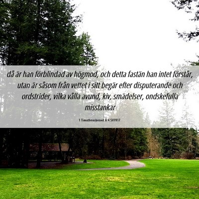 Picture 06 - 1 Timotheosbrevet 6:4 SV1917 - då är han förblindad av högmod, och detta - Bible Verse Picture