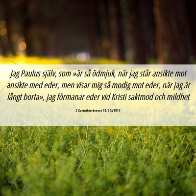 Picture 06 - 2 Korinthierbrevet 10:1 SV1917 - Jag Paulus själv, som »är så ödmjuk, när - Bible Verse Picture