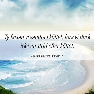 Picture 06 - 2 Korinthierbrevet 10:3 SV1917 - Ty fastän vi vandra i köttet, föra vi dock - Bible Verse Picture