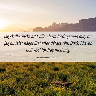 Picture 06 - 2 Korinthierbrevet 11:1 SV1917 - Jag skulle önska att I villen hava fördrag med - Bible Verse Picture
