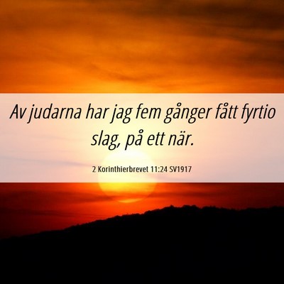 Picture 06 - 2 Korinthierbrevet 11:24 SV1917 - Av judarna har jag fem gånger fått fyrtio slag, - Bible Verse Picture
