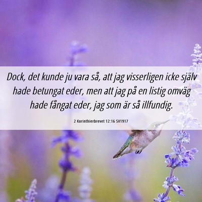 Picture 06 - 2 Korinthierbrevet 12:16 SV1917 - Dock, det kunde ju vara så, att jag visserligen - Bible Verse Picture