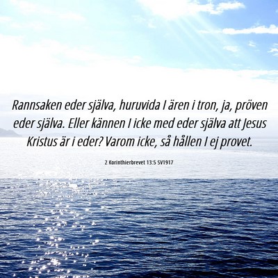 Picture 06 - 2 Korinthierbrevet 13:5 SV1917 - Rannsaken eder själva, huruvida I ären i tron, - Bible Verse Picture