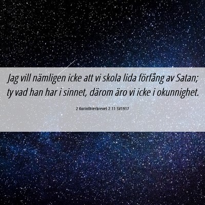 Picture 06 - 2 Korinthierbrevet 2:11 SV1917 - Jag vill nämligen icke att vi skola lida - Bible Verse Picture