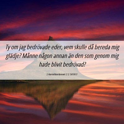 Picture 06 - 2 Korinthierbrevet 2:2 SV1917 - Ty om jag bedrövade eder, vem skulle då bereda - Bible Verse Picture
