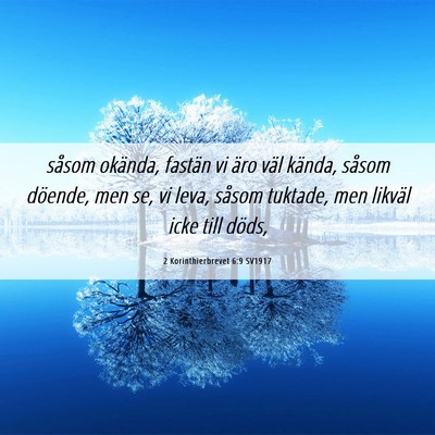 Picture 06 - 2 Korinthierbrevet 6:9 SV1917 - såsom okända, fastän vi äro väl kända, - Bible Verse Picture