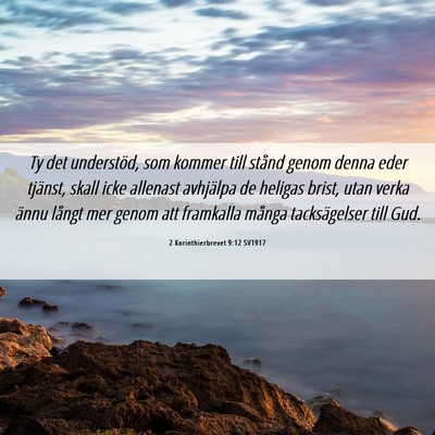 Picture 06 - 2 Korinthierbrevet 9:12 SV1917 - Ty det understöd, som kommer till stånd genom - Bible Verse Picture