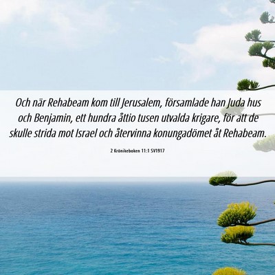 Picture 06 - 2 Krönikeboken 11:1 SV1917 - Och när Rehabeam kom till Jerusalem, församlade - Bible Verse Picture