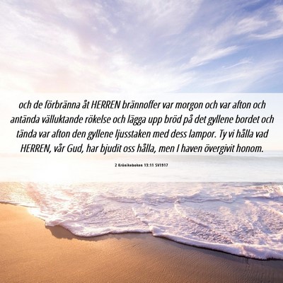 Picture 06 - 2 Krönikeboken 13:11 SV1917 - och de förbränna åt HERREN brännoffer var - Bible Verse Picture