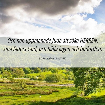 Picture 06 - 2 Krönikeboken 14:4 SV1917 - Och han uppmanade Juda att söka HERREN, sina - Bible Verse Picture