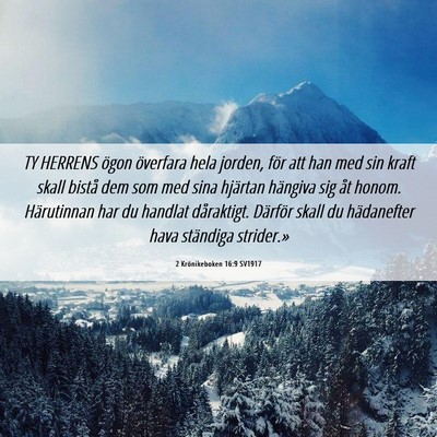 Picture 06 - 2 Krönikeboken 16:9 SV1917 - TY HERRENS ögon överfara hela jorden, för att - Bible Verse Picture