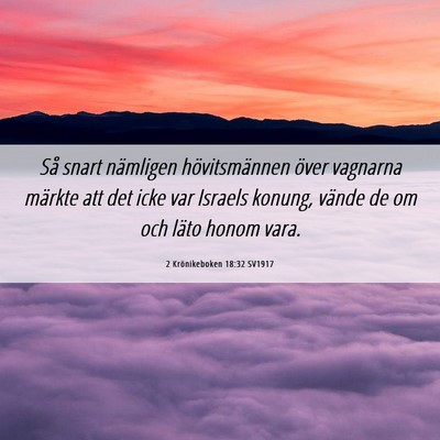 Picture 06 - 2 Krönikeboken 18:32 SV1917 - Så snart nämligen hövitsmännen över vagnarna - Bible Verse Picture
