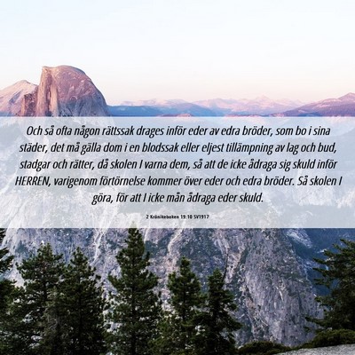 Picture 06 - 2 Krönikeboken 19:10 SV1917 - Och så ofta någon rättssak drages inför eder - Bible Verse Picture