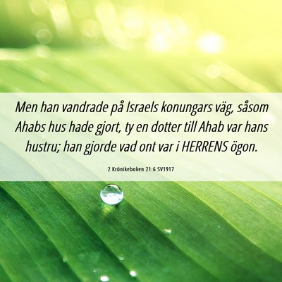Picture 06 - 2 Krönikeboken 21:6 SV1917 - Men han vandrade på Israels konungars väg, - Bible Verse Picture