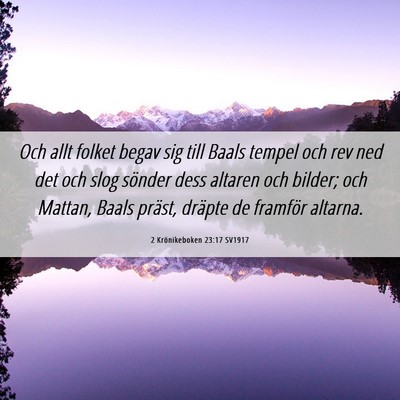 Picture 06 - 2 Krönikeboken 23:17 SV1917 - Och allt folket begav sig till Baals tempel och - Bible Verse Picture