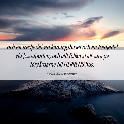 Picture 06 - 2 Krönikeboken 23:5 SV1917 - och en tredjedel vid konungshuset och en - Bible Verse Picture